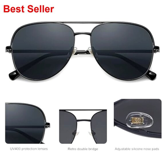 Large Oversized Aviator Sunglasses UV400 Protection Classic Trendy